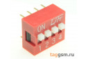 KF1001-04P-R0-GS (Красный) DIP переключатель 4 поз. 24В 0,025А