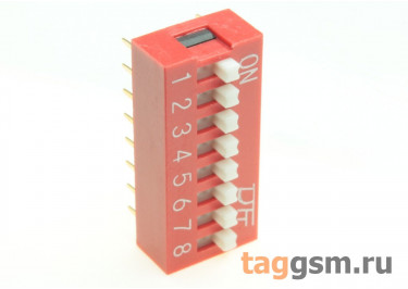 KF1001-08P-R0-GS (Красный) DIP переключатель 8 поз. 24В 0,025А