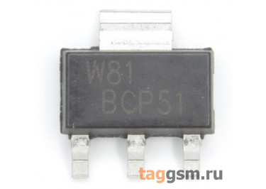 BCP51 (SOT-223) Биполярный транзистор PNP 45В 1А