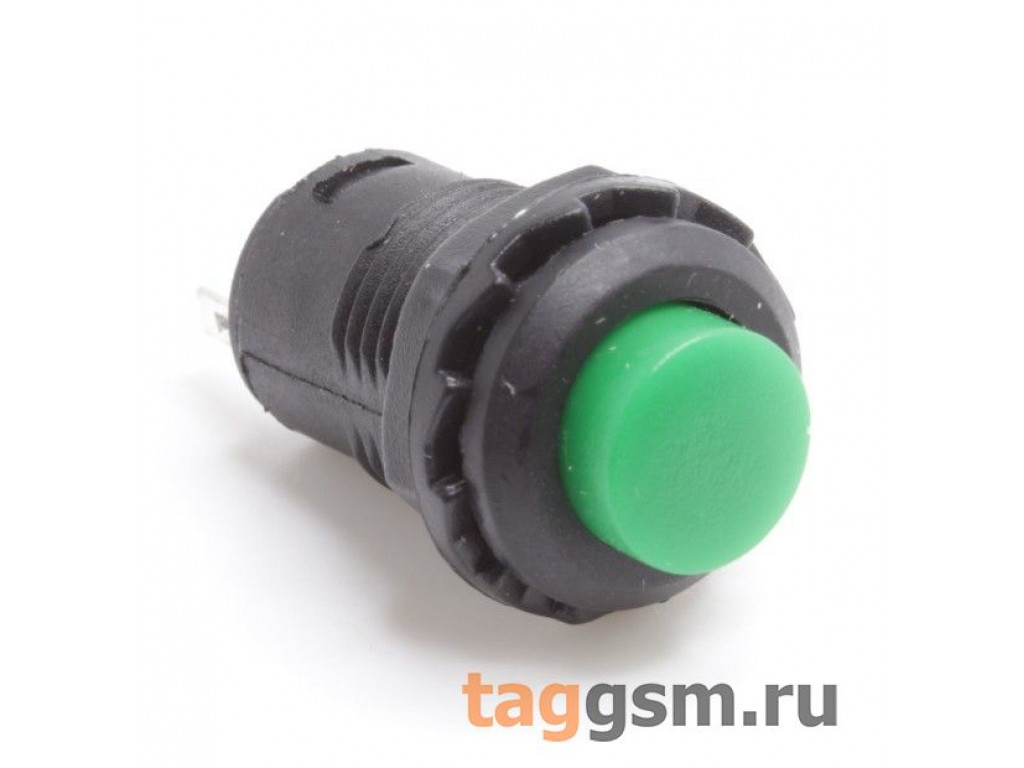 DS-228 / G Кнопка на панель зеленая с фиксацией ON-OFF SPST 250В 1,5А  (12,4мм)