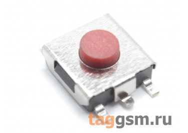 Кнопка тактовая SMD 6х6,2мм h=3,1мм красная 5 конт. (1 GND) SPST-NO