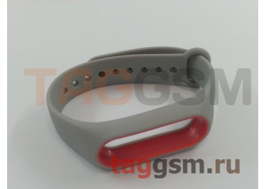 Браслет для Xiaomi Mi Band 2 (серый с красным ободком)