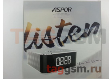 Колонка будильник ASPOR A660 (LCD+Bluetooth+USB+MicroSD+FM+AUX) (серебро)