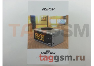 Колонка будильник ASPOR A659 (LCD+Bluetooth+MicroSD+FM+AUX) (серый)