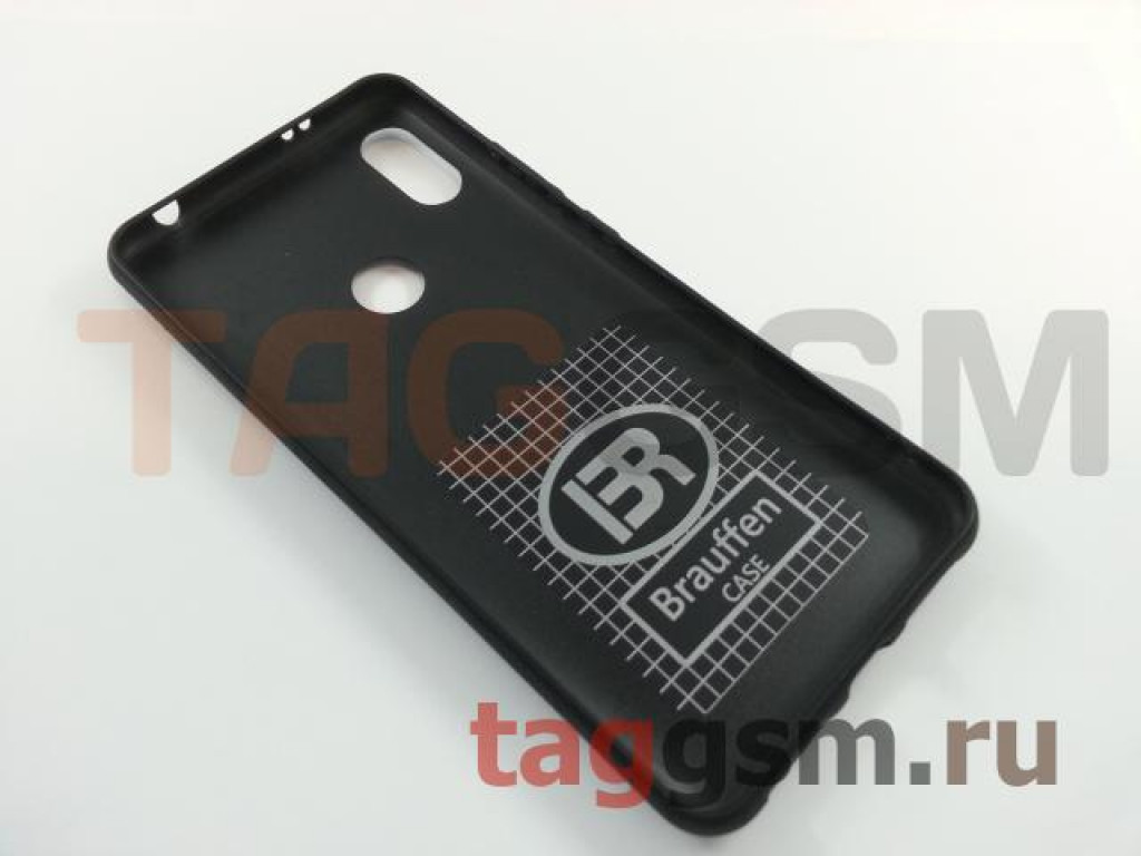 Задняя накладка для Xiaomi Redmi S2 (кожа, заклепки, голубая) Brauffen