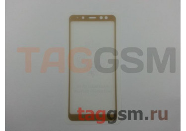 Пленка / стекло на дисплей для Samsung A8 / A530 Galaxy A8 (2018) (Gorilla Glass) 5D (золото) техпак