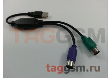 Кабель - переходник  USB - PS / 2 6 pin(f), черный, Mirex