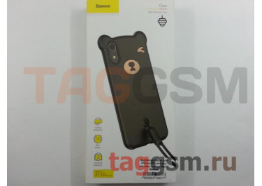 Задняя накладка для iPhone XR (силикон, матовая, черная (Bear)) Baseus