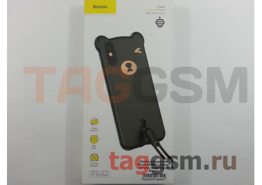 Задняя накладка для iPhone XS Max (силикон, матовая, черная (Bear)) Baseus