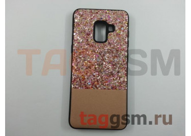 Задняя накладка для Samsung A8 / A530 Galaxy A8 (2018) (силикон, матовая, с розовыми блёстками)