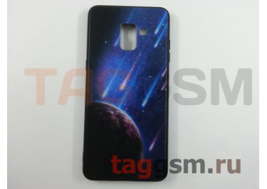 Задняя накладка для Samsung A8 Plus / A730F Galaxy A8 Plus (2018) (пластик с силиконовой окантовкой, "Космос") техпак
