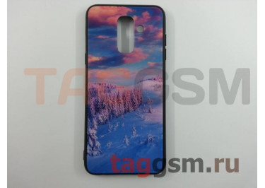 Задняя накладка для Samsung J8 / J810 Galaxy J8 (2018) (пластик с силиконовой окантовкой, "Зимний лес") техпак