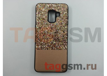 Задняя накладка для Samsung A8 / A530 Galaxy A8 (2018) (силикон, матовая, с золотыми блёстками)