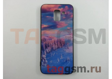 Задняя накладка для Samsung J6 / J600 Galaxy J6 (2018) (пластик с силиконовой окантовкой, "Зимний лес") техпак