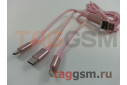 Комплект Nillkin для iPhone X + беспроводное ЗУ + накладка + кабель USB 3 в 1 - Lightning / Type-C / Micro USB (розовый)