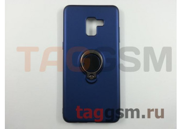 Задняя накладка для Samsung A8 Plus / A730F Galaxy A8 Plus (2018) (силикон, матовая, с магнитным держателем под палец, синяя (Ring))
