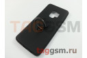 Задняя накладка для Samsung G960FD Galaxy S9 (силикон, матовая, с магнитным держателем под палец, черная (Ring))