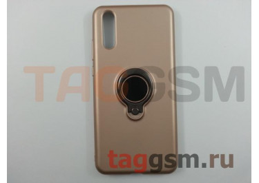 Задняя накладка для Huawei P20 (силикон, матовая, магнит, с держателем под палец, золото (Ring))