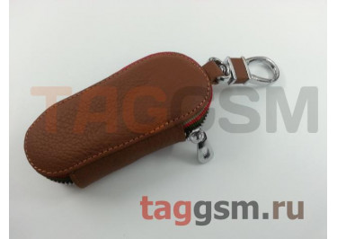 Чехол для автомобильных ключей Skoda (кожа) (коричневый) тип 1