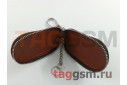 Чехол для автомобильных ключей Jaguar (кожа) (коричневый) тип 2