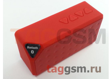 Колонка портативная (Bluetooth+FM+USB+MicroSD) (красная) X3