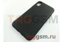 Задняя накладка для iPhone X / XS (силикон, под кожу, черная), техпак