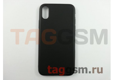 Задняя накладка для iPhone X / XS (силикон, матовая, черная), техпак