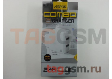 Сетевое зарядное устройство USB 2400mA 2 выхода + кабель USB - Lightning (A830) ASPOR