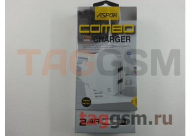 Сетевое зарядное устройство USB 2400mA 2 выхода + кабель USB - micro USB (A830) ASPOR