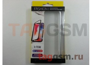 Задняя накладка для iPhone XS Max (магнитная рамка, стекло, серебро)