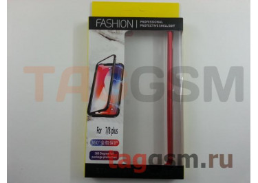 Задняя накладка для iPhone 7 Plus / 8 Plus (5.5") (магнитная рамка, стекло, красная)