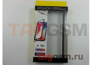 Задняя накладка для iPhone 7 Plus / 8 Plus (5.5") (магнитная рамка, стекло, черная)