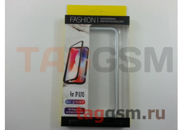 Задняя накладка для iPhone X / XS (магнитная рамка, стекло, серебро)