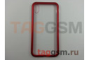 Задняя накладка для iPhone XS Max (магнитная рамка, стекло, красная)