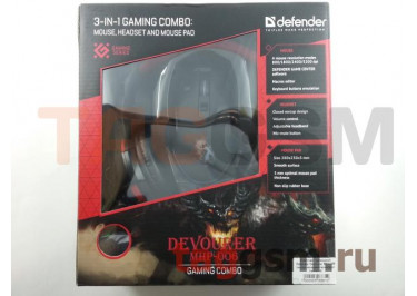 Комплект проводной Defender Devourer MPH-006 (мышь+коврик+гарнитура) (черный)