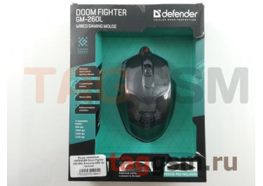 Мышь проводная DEFENDER Doom Fighter GM-260L 6 кнопок,3200 dpi (черная)