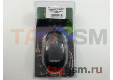 Мышь проводная Perfeo оптическая, GLOW 3 кн, 800 DPI, USB, черная (PF-010)