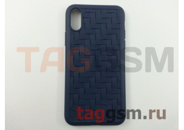 Задняя накладка для iPhone X / XS (силикон, матовая, плетенка, синяя (Tracery)) HOCO