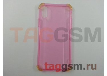 Задняя накладка для iPhone X / XS (силикон, прозрачная, розовая (Ice Shield)) HOCO