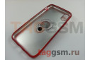 Задняя накладка для iPhone X / XS (силикон, матовая, с магнитным держателем под палец, красная (Ring))