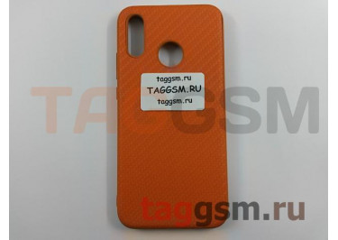 Задняя накладка для Huawei P20 Lite (силикон, под ткань, оранжевая)