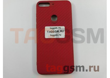 Задняя накладка для Huawei Honor 7C Pro (силикон, под ткань, красная)