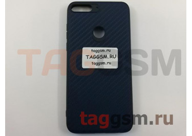 Задняя накладка для Huawei Honor 7C Pro (силикон, под ткань, темно-синяя)