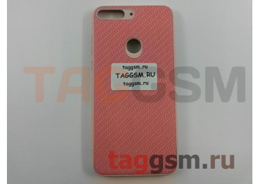 Задняя накладка для Huawei Honor 7C Pro (силикон, под ткань, розовая)