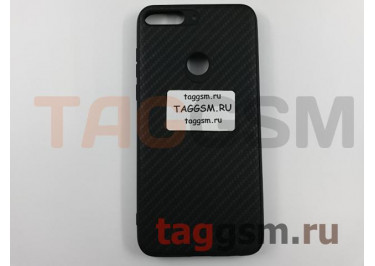 Задняя накладка для Huawei Honor 7C Pro (силикон, под ткань, черная)