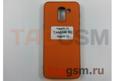 Задняя накладка для Samsung J6 / J600 Galaxy J6 (2018) (силикон, под ткань, оранжевая)