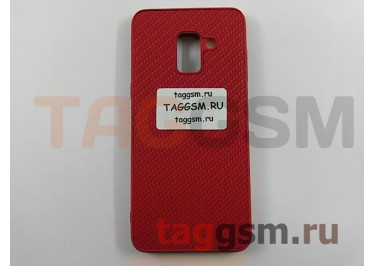 Задняя накладка для Samsung A8 / A530 Galaxy A8 (2018) (силикон, под ткань, красная)