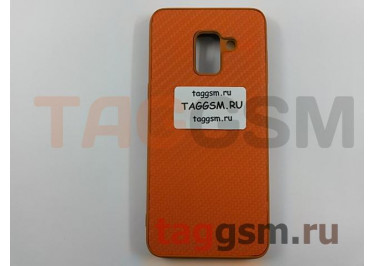 Задняя накладка для Samsung A8 / A530 Galaxy A8 (2018) (силикон, под ткань, оранжевая)