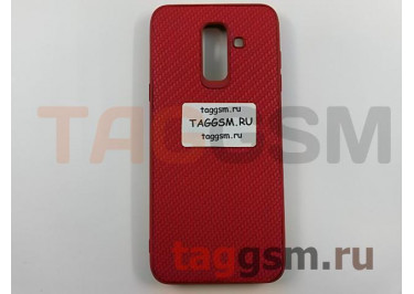 Задняя накладка для Samsung A6 Plus / A605F Galaxy A6 Plus (2018) (силикон, под ткань, красная)