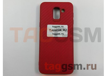Задняя накладка для Samsung J6 / J600 Galaxy J6 (2018) (силикон, под ткань, красная)